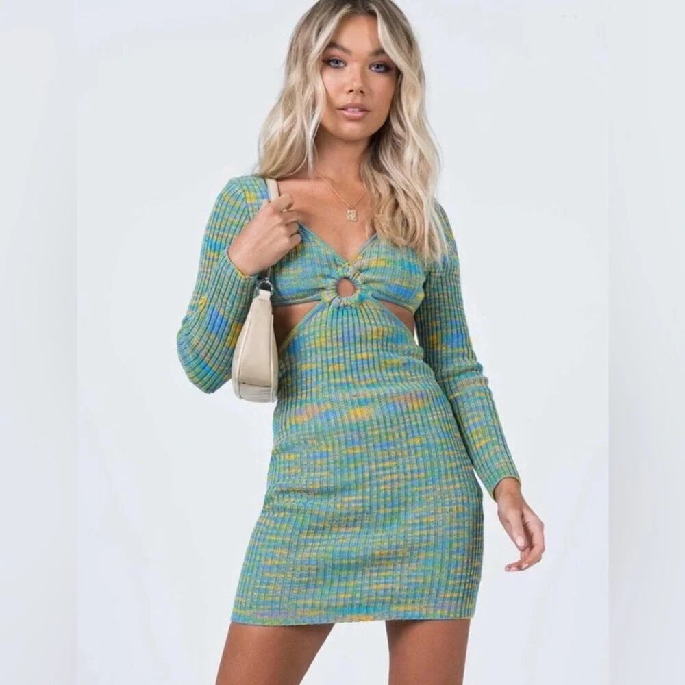 Princess Polly Lucia Cutout Ring Front Knit Bodycon Mini Dress NWT Size 10 - Picture 1 of 11